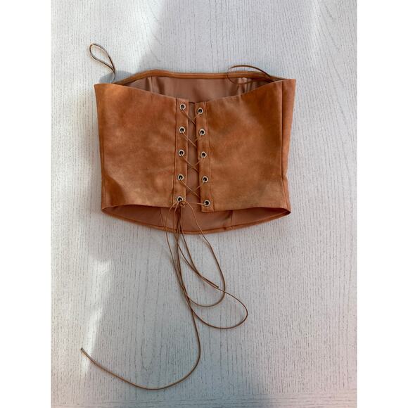 Tic Toc Western Boot Stitch Corset Crop Tube Top Cowgirl Country Cuntry - Picture 4 of 6